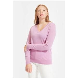 Everlane 100% Cashmere Mauve Pink V-neck Sweater Oversized XXS NWT